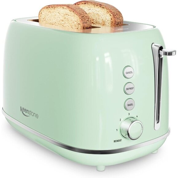 2SliceToaster Retro Stainless green Steel Toaster with Bagel Bread Shade Setting - Picture 2 of 7